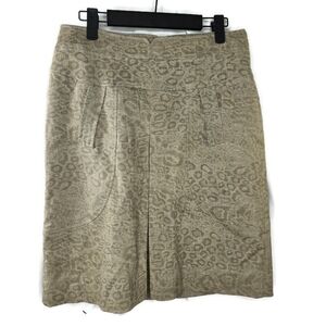Etcetera Beige Leopard Print Straight Pencil Skirt Size 6